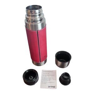 LEEMAN American Transport Stainless Steel Thermos Leather Wrapped 16.9 oz New